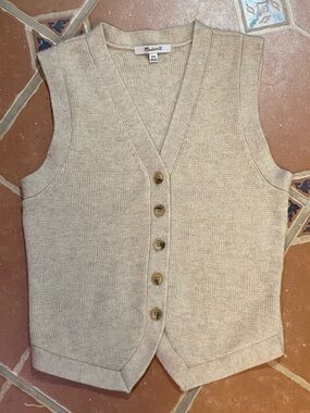 Madewell Cream Knit Button-Front Sweater Vest